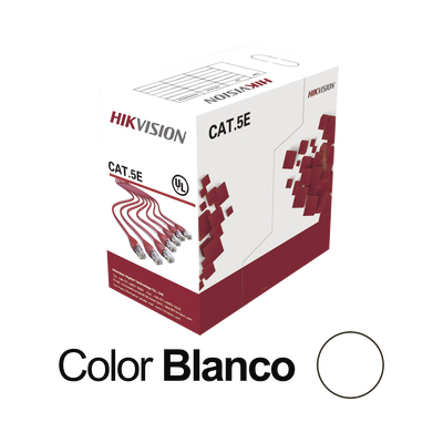 [DS-1LN5E-SW] Bobina de Cable UTP 305 Metros (1000 Pies) / Cat5E (24 AWG) / Color Blanco / PVC (CM) / Uso en Interior / 100% Cobre / Aplicaciones de CCTV y Redes de Datos
