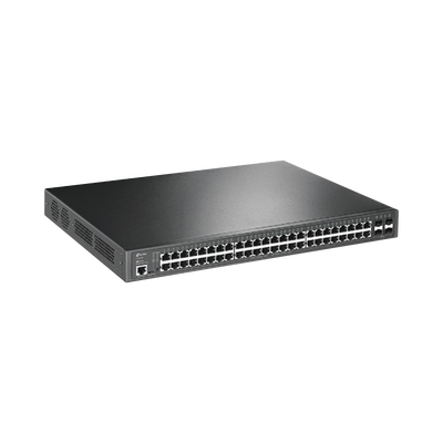 [TL-SG3452P] Switch L2+ Omada PoE+ / 48 Puertos PoE+ 10/100/1000 Mbps / 4 Puertos SFP 1G / 2 Puertos Consola (RJ45 y microUSB) / Administración Centralizada Omada o Stand-Alone / Multicast IGMP / Calidad de Servicio / Presupuesto PoE 384W / Montaje en Rack