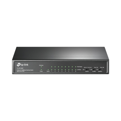 [TLSF1009P] Switch PoE+ No Administrable / De Escritorio 9 puertos 10/100 Mbps / 8 puertos PoE af/at Inteligente / Presupuesto 65 W / Hasta 250 metros