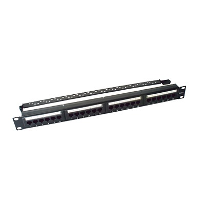 [LP-PP-607] Panel de Parcheo de Impacto (110) UTP de 24 Puertos Cat6, 19 Pulgadas (48.26 cm), con Barra para Organizar Cable