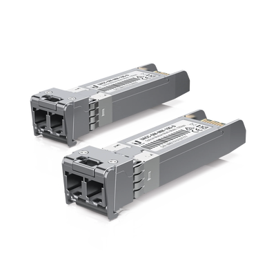 [UACC-OM-MM-10G-D-2] UFiber Módulo SFP+ 10G, transceptor MiniGibic MultiModo 10 Gbps, distancia 300m, conectores LC, paquete de 2 piezas