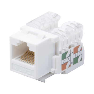 [LP-KJ-601-WH] Módulo Jack Keystone Cat6 con Terminación 110 (Punchdown) para Faceplate - Color Blanco