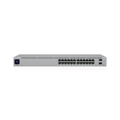 [USW-24-POE] Switch UniFi Capa 2 / 24 Puertos Gigabit / 16 Puertos PoE+ 802.3af/at / 95W Total / 2 Puertos SFP 1G / Pantalla LCM / Sin Ventilador