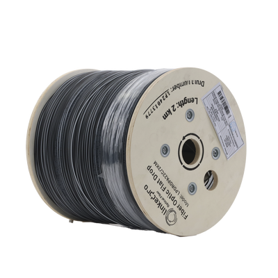 [LPDROPA22C/2KM] Carrete de 2 km de Fibra Óptica Drop Plana, Interior/Exterior G.657A2 Monomodo de 2 Hilos (Bifibra), Dieléctrica, Forro Negro, (No Soporta Conectores Mecánicos)