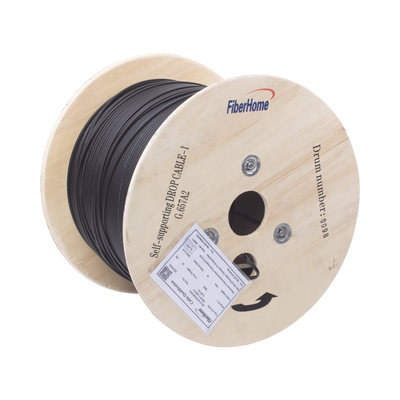 [IC-FIG8A2-1C] Carrete de 1 km de Fibra Óptica Aérea Mini Figura 8 G.657A2 Tipo Drop, Monomodo de 1 Hilo (Unifibra), Color Negro, Span 80