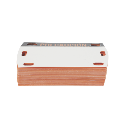 [LP-EAL] Etiqueta Autolaminada para Identificación de Fibra Óptica Paquete de 25 Piezas, Para Uso Interior/Exterior, Dimensiones de 90 x 50 mm (3.54 x 1.97 Pulgadas), Color Negro con Naranja