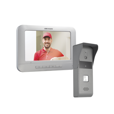 [DS-KIS203-T] Kit de Videoportero Analógico con Pantalla LCD a Color de 7" / Frente de Calle para Exterior IP65 / Salida de Relevador 