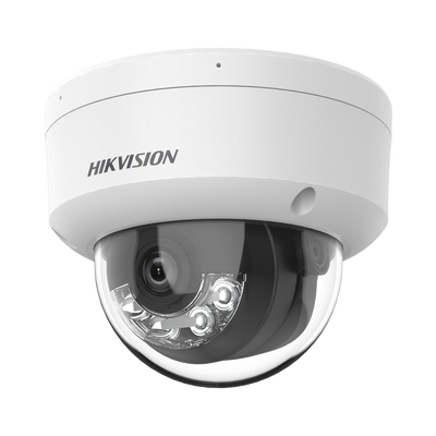 [DS-2CD1143G2-LIUF] Domo IP 4 Megapixel / Lente 2.8 mm / Dual Light (30 mts IR + 30 mts Luz Blanca) / Micrófono Integrado / Antivandálico IK08 / Motion Detection 2.0 / Exterior IP67 / H.265 / PoE / ONVIF / Micro SD