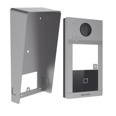 [DS-KV8113-WME1(C)/IK] Kit Videoportero + Carcasa protectora IP 2 Megapixel / Llamada y Apertura Remota desde App Hik-Connect / PoE / Exterior IP65 + Antivandalico IK08 / 1 Departamento / Apertura con Tarjeta / Soporta 2 Puertas y hasta 6 Monitores