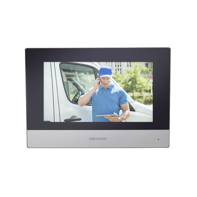 [DS-KH6320-WTDE1] Monitor Hibrido IP WiFi Touch Screen 7" para DS-KIS303P / Vídeo en Vivo / PoE Estándar / Apertura Remota / Llamada Entre Monitores / Audio de dos vías / Policarbonato