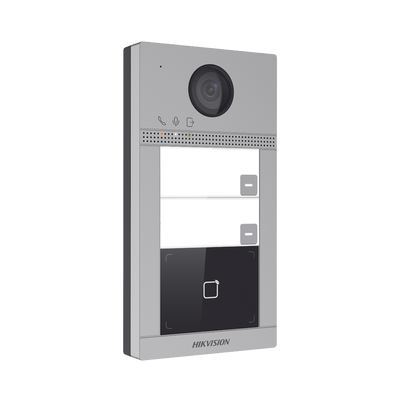 [DS-KV8213-WME1(C)] Videoportero IP 2 Megapixel / Llamada y Apertura Remota desde App Hik-Connect (requiere monitor) / PoE / Exterior IP65 + Antivandalico IK08 / 2 Departamentos / Apertura con Tarjeta / Soporta 2 Puertas y hasta 6 Monitores