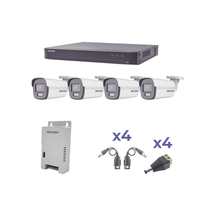 [KH1080P4BC] KIT COLORVU TURBOHD 1080p / DVR 4 Canales / 4 Cámaras Bala (exterior) lente 2.8mm / Fuente de poder profesional / Transceptores de video y Accesorios de corriente