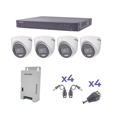 [KH1080P4EC] KIT COLORVU TURBOHD 1080p / DVR 4 Canales / 4 Cámaras eyeball (exterior) lente 2.8mm / Fuente de poder profesional / Transceptores de video y Accesorios de corriente