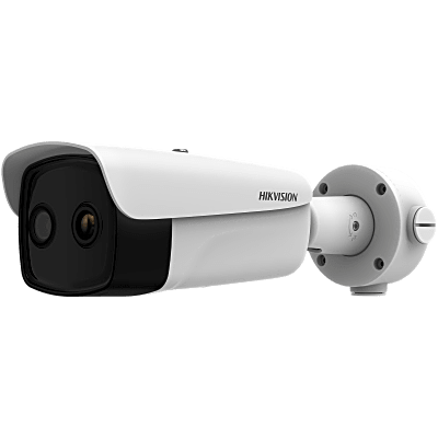 (HIKMICRO) Bala IP Bi-Espectral / Térmica (384 X 288 / 9.7 mm) / Óptico (4 MP / 6.4 mm) / IA GUANLAN / Rango: -20°C a 150°C / 8°C Tolerancia / Detección de Fuego y Humo / Alarma Visual y Audible / Dual Light / PoE / Antico