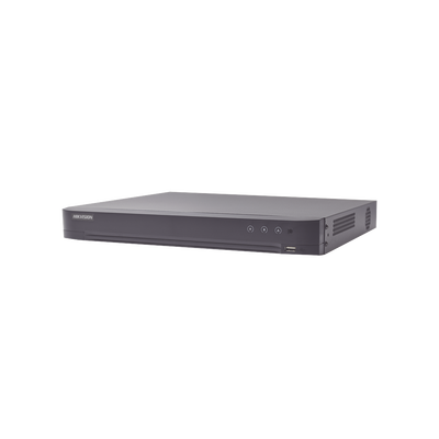 DVR 8 Canales TURBOHD + 8 Canales IP / 8 Megapixel (4K) / Audio de dos vías por Coaxitron / ACUSENSE / Reconocimiento Facial / Alarmas I/O / 1 Bahía de Disco Duro / Salida de Video en 4K / H.265+