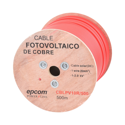 [CBL-PV-10R/500] Carrete de 500 Metros / Cable Fotovoltaico Rojo  / Material COBRE / 6mm² (10AWG) / 2000 Vcc