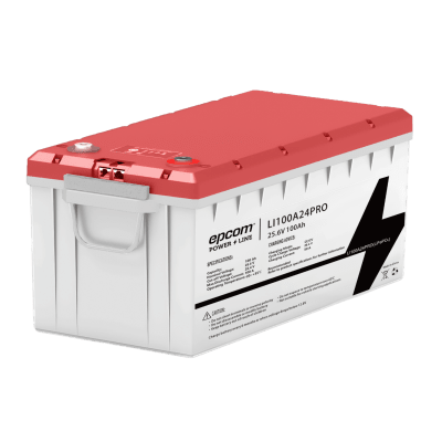 [LI100A24PRO] Batería LiFePO4, 2.56 kWh, 25.6V, 100AH / Con BMS Integrado / Vida Útil de más de 3500 Ciclos / Conector RS485 y CAN