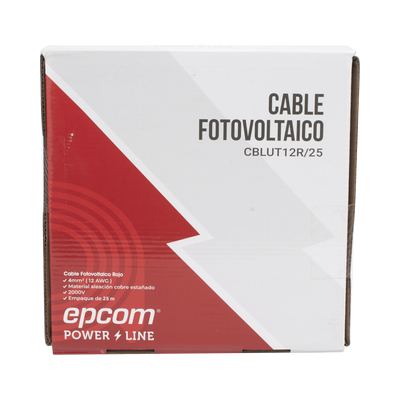 [CBLUT12R/25] Cable Fotovoltaico Rojo/ Cobre Estañado / 4 mm² (12 AWG) / 2000V / Rollo de 25 m / / UL 4703 y TUV