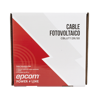 [CBLUT12R/50] Cable Fotovoltaico Rojo/ Cobre Estañado / 4 mm² (12 AWG) / 2000V / Rollo de 50 m / / UL 4703 y TUV