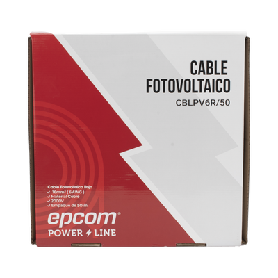 [CBL-PV-6R/50] Cable Fotovoltaico Rojo  / 16 mm² ( 6 AWG) / Material COBRE / 2000V / Rollo de 50 m