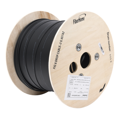 [IC-FIG8A2-2C] Carrete de 1 km de Fibra Óptica Aérea Mini Figura 8 G.657A2 Tipo Drop, Monomodo de 2 Hilos (Bifibra), Diseñada para Fusionarse, Color Negro, Span 80, (No Soporta Conectores Mecánicos)