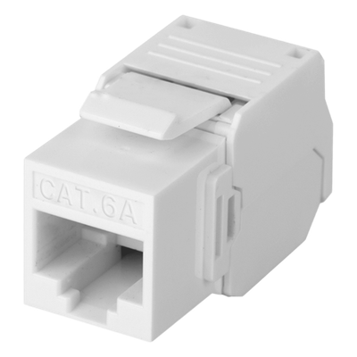 [LP-KJ-6A-TTWH] Módulo Jack Keystone Cat6A (Toolless), con Terminación en Ángulo 180 Grados Color Blanco, Compatible con Faceplate y Patchpanel Linkedpro