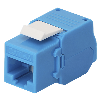 [LP-KJ-6A-TTBU] Módulo Jack Keystone Cat6A (Toolless), con Terminación en Ángulo 180 - Color Azul, Compatible con Faceplate y Patchpanel Linkedpro