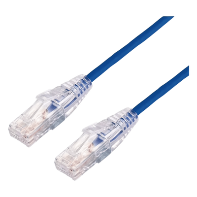 [LP-UT6A-500-BU28] Cable de Parcheo Slim UTP Cat6A - 5 Metros (16.40 Pies) Azul, Diámetro Reducido (28 AWG)