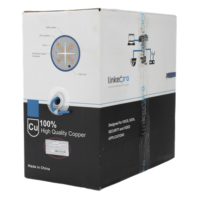 [PRO-CAT6A-R] Bobina de Cable U/UTP Cat6A de 305 Metros (1000 Pies), Color Azul, CMR, Soporta 10G-BaseT para Transmisión de Frecuencias de hasta 500MHz, UL