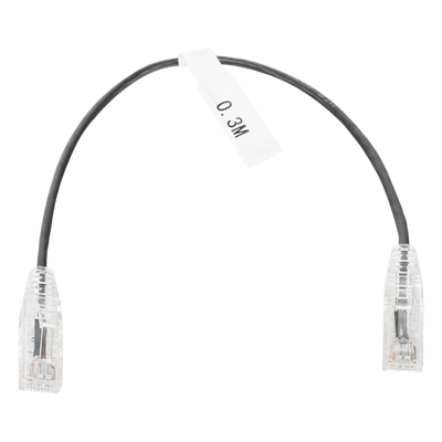 [LP-UT6-030-BK-28] Cable de Parcheo Slim UTP Cat6 - 30 cm (11.81 Pulgadas) Negro Diámetro Reducido (28 AWG)