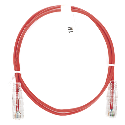 [LP-UT6-100-RD-28] Cable de Parcheo Slim UTP Cat6 - 1 Metro (3.28 Pies), Rojo, Diámetro Reducido (28 AWG)