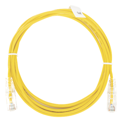 [LP-UT6-300-YE-28] Cable de Parcheo Slim UTP Cat6 - 3 Metros (9.84 Pies) Amarillo Diámetro Reducido (28 AWG)