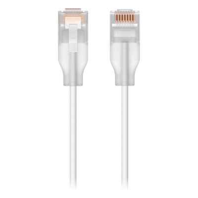 [UACC-CABLE-PATCH-EL-0.3M-W] Patchcord UniFi Etherlighting de 30 cm (11.81 Pulgadas), hasta 10G / Soporta hasta PoE+++ / Conector RJ45 Transparente para Mejores Efectos de Luz con Switches USW PRO MAX