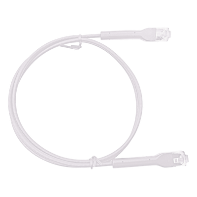 [LP-PSLIM-018WH] Mini Patch Cord Cat6 Ultra Slim 18 cm (7.09 Pulgadas) Blanco Ahorra Espacio sin Organizadores, con Bota Flexible