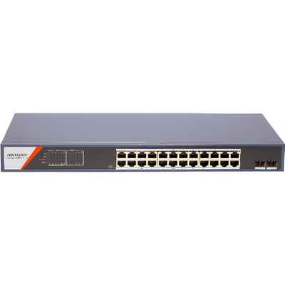 [DS-3E1526P-SI-24P2F] Switch Gigabit PoE+ / Administrable / 24 Puertos 1000 Mbps PoE+ / 2 Puertos SFP / Configuración Remota desde Hik-PartnerPro / PoE Extendido 250 Metros / 370 Watts