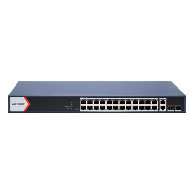 [DS-3E1528P-EI] Switch Gigabit PoE+ / Administrable / 24 Puertos 1000 Mbps PoE+ / 2 Puertos 1000 Mbps Uplink / 2 Puertos SFP Uplink / Configuración Nube desde Hik-PartnerPro / Modo Extendido hasta 300 Metros / 370 W
