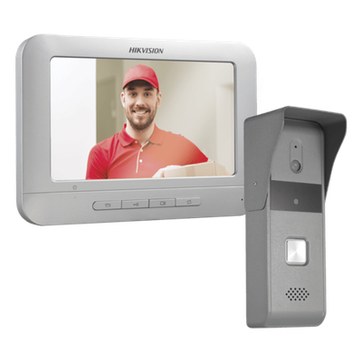 [DS-KIS203-T/K] Kit de Videoportero Analógico con Pantalla LCD a Color de 7" / Frente de Calle para Exterior IP65 / Salida de Relevador 