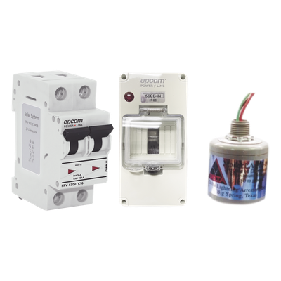 [PL20ACD] Kit de Centro de Carga Para Corriente Directa, Breaker de hasta  800 Vcc de 20 A con Supresor de Descargas Atmosféricas.